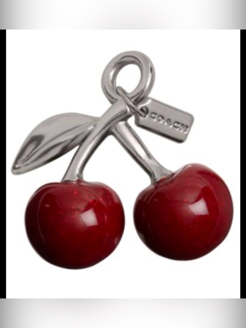 NWT COACH Small Glitter Cherry Shoe Charm CCQ36 Red & Silver. - Picture 5 of 7